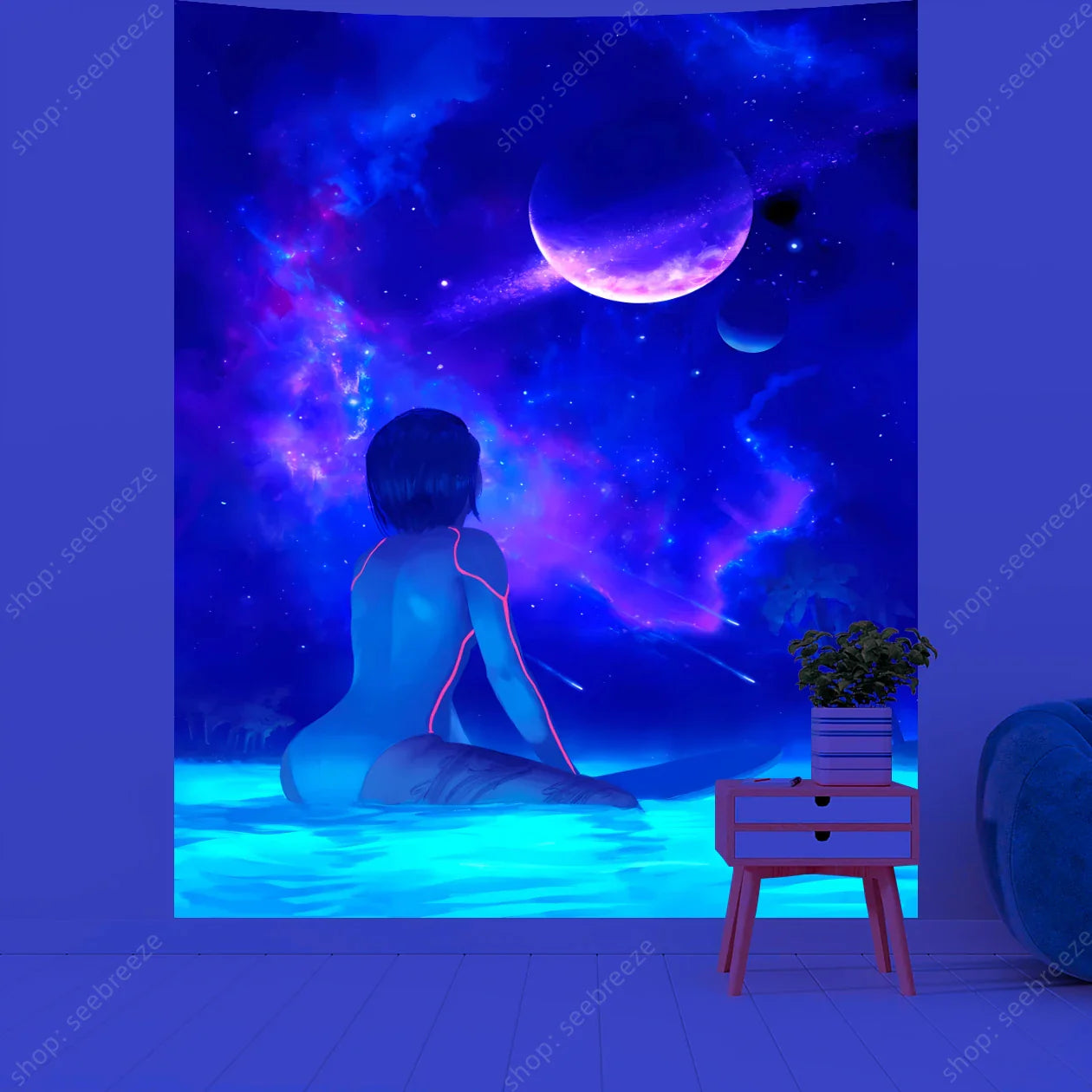 UV Reactive Hippie Tapestry Metal Wall Art Decor