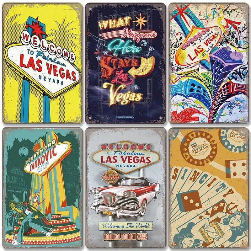 Las Vegas Vintage Metal Sign Casino Wall Decor