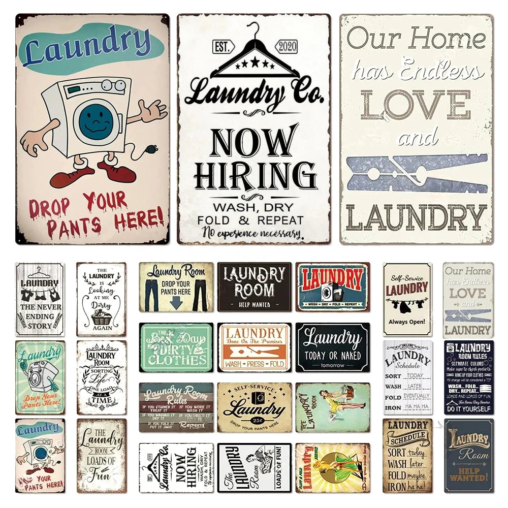 Vintage Pin-Up Girl Laundry Tin Sign Wall Art Decor