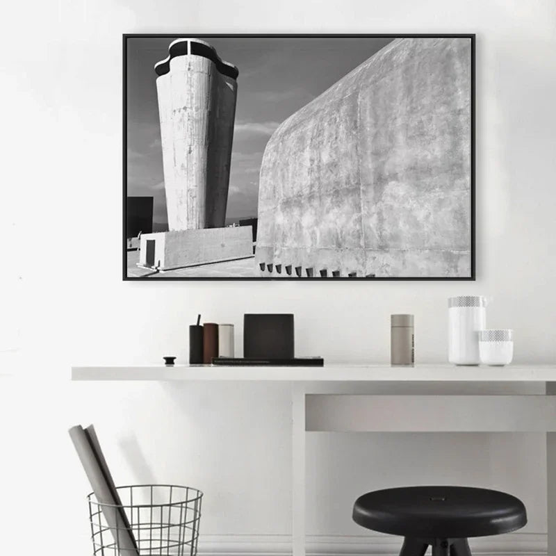 Le Corbusier Black & White Architecture Canvas Print