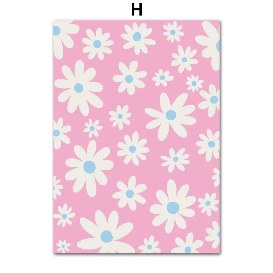 Bauhaus Flower Matisse Pastel Wall Art Canvas Decor