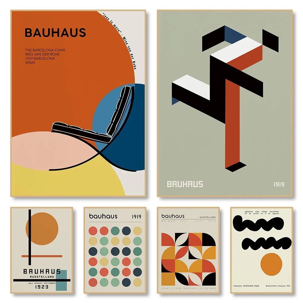Bauhaus Geometric Wall Art Canvas for Home Decor