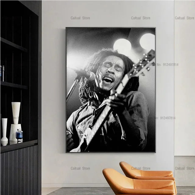 Bob Marley Black & White Canvas Art Print Wall Decor