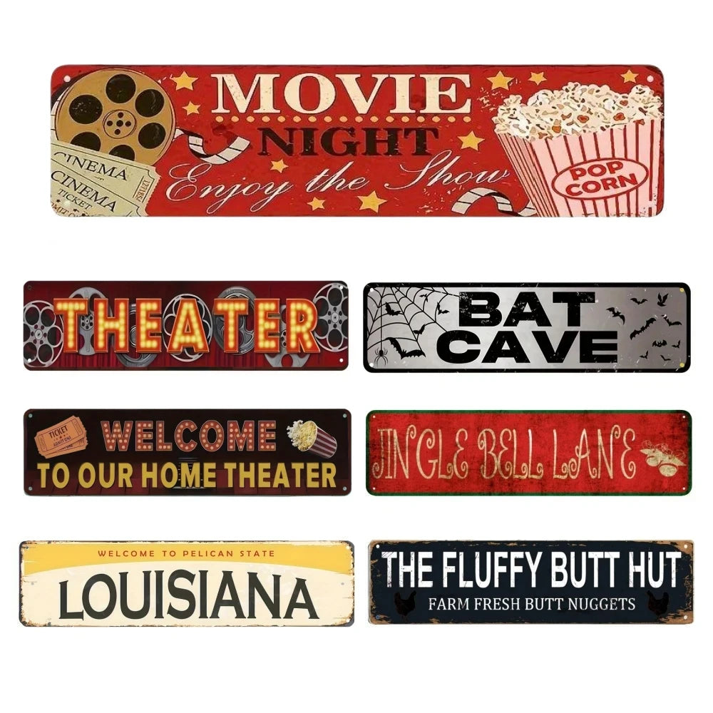 Rustic Bat Cave Tin Sign Wall Decor for Home & Bar