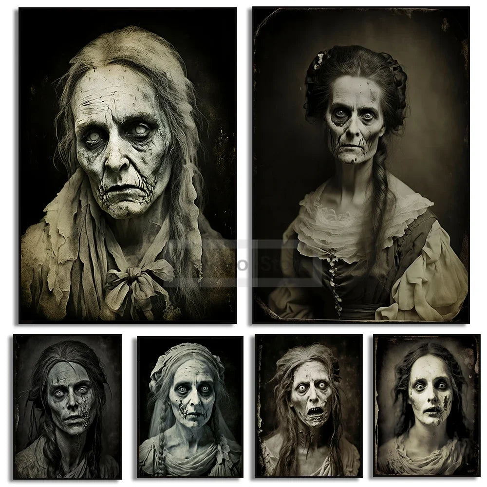 Ghost Portrait Canvas Art - Spooky Horror Wall Decor