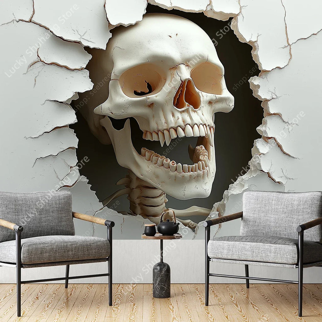 Gothic Skull Tapestry: Dark Fantasy Wall Art Decor