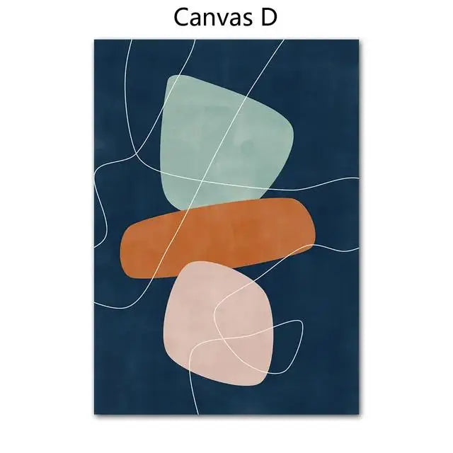 Boho MidCentury Abstract Geometry Canvas Wall Art