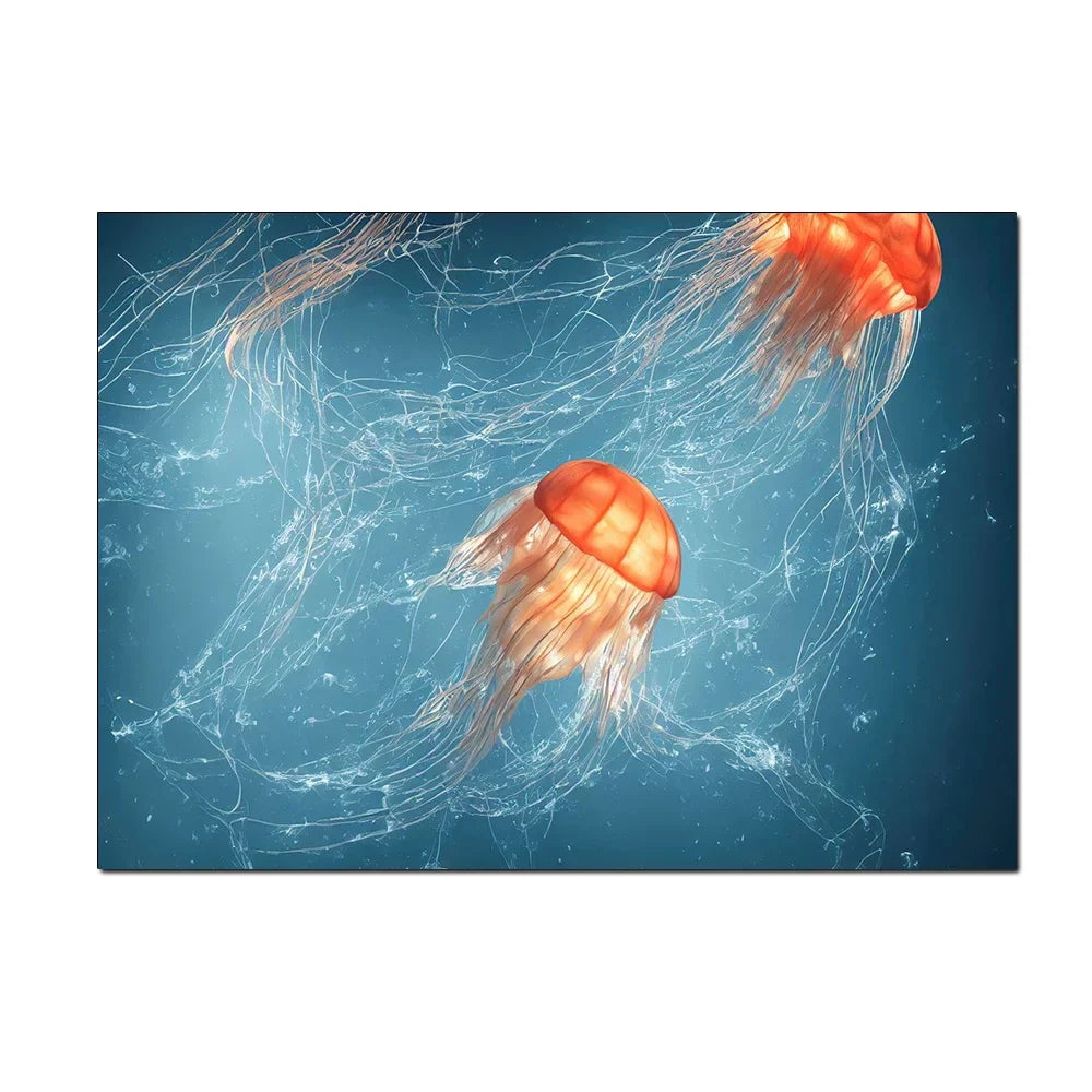 Anime Jellyfish Canvas Wall Art for Living Room Decor