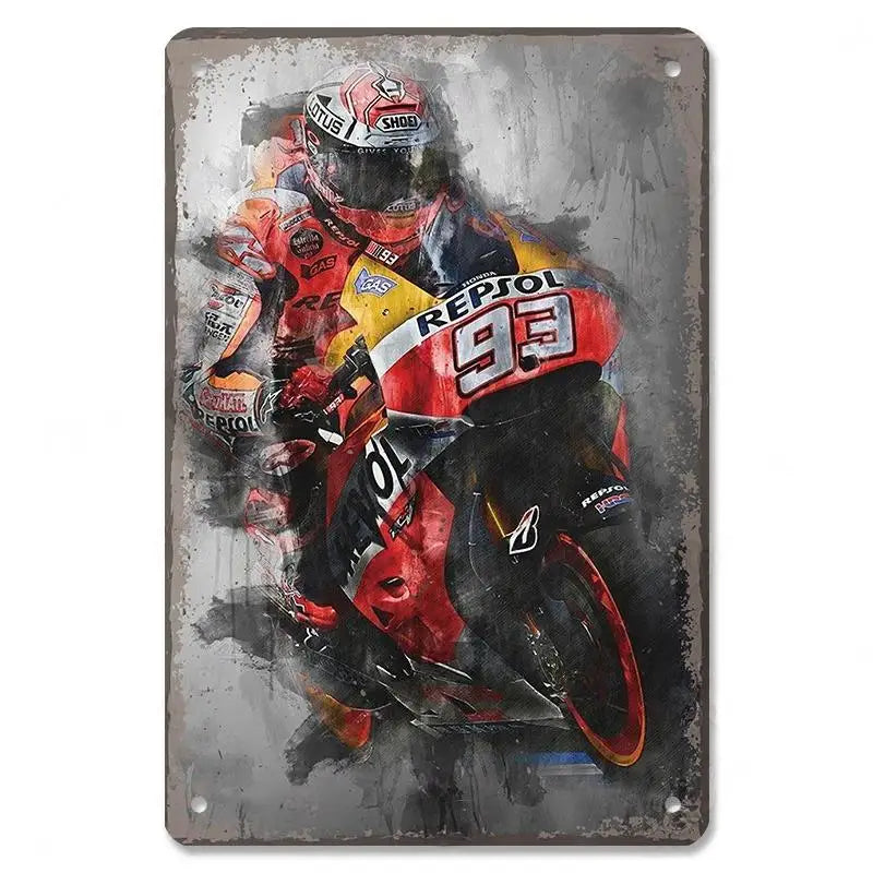 Motorcycle Racing Retro Tin Sign Wall Decor