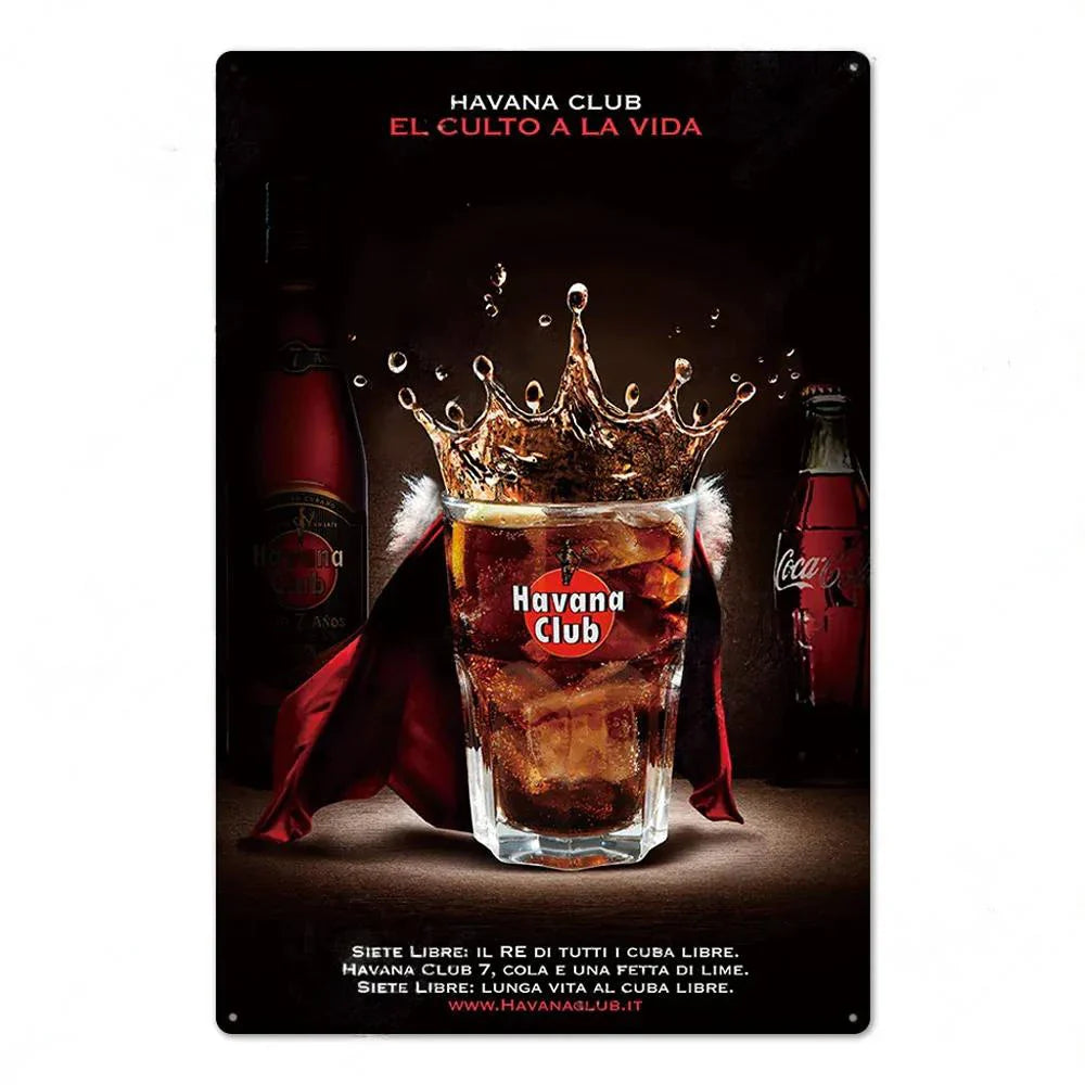 Vintage Havana Rum Metal Sign Decor for Bar & Pub