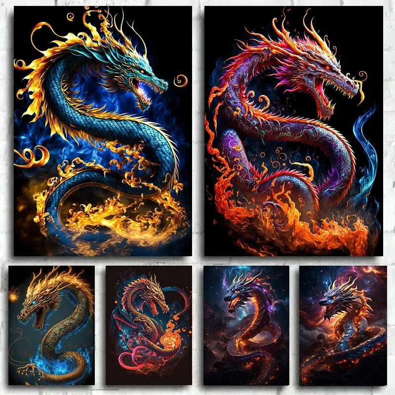 Anime Dragon Canvas Art: Japanese Wall Decor Poster