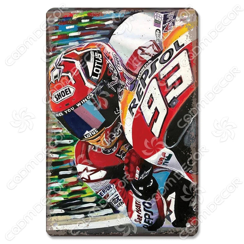 Vintage Motorcycle Racing Metal Sign Decor