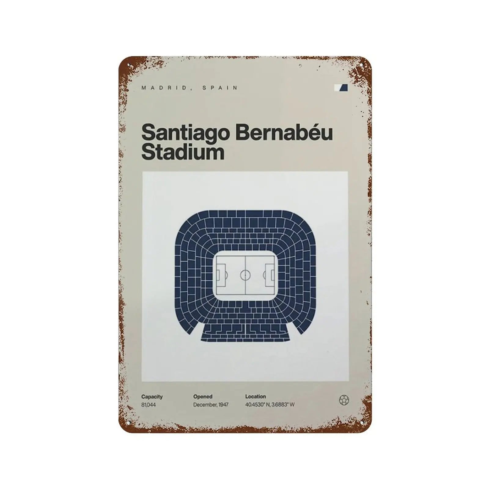 Nordic Style Football Stadium Metal Wall Art Poster