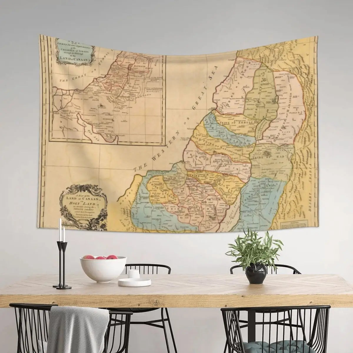 1760 Holy Land Map Tapestry Wall Decor