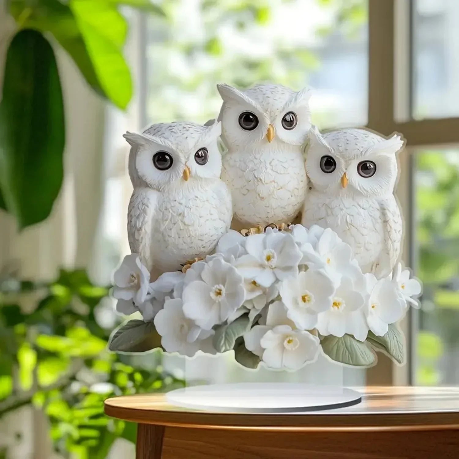 White Owl Acrylic Table Decor - Home, Office, Cafe Display