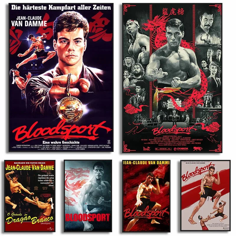 Bloodsport Movie Poster Canvas - Van Damme Kung Fu Decor