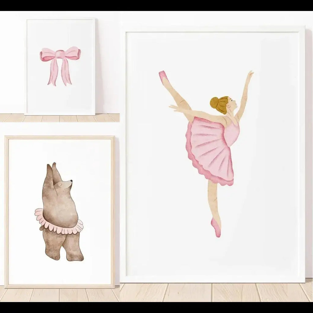 Ballet Bear Canvas Art - Cute Minimalist Nursery Decor