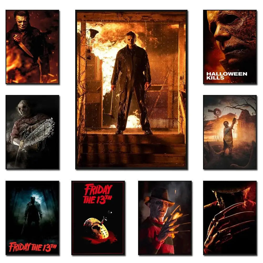 Horror Movie Posters Canvas Art: Halloween, Chainsaw, Ghost