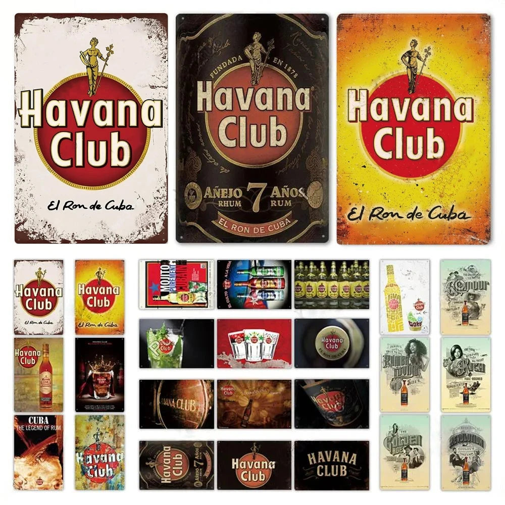 Vintage Havana Rum Metal Sign Decor for Bar & Pub