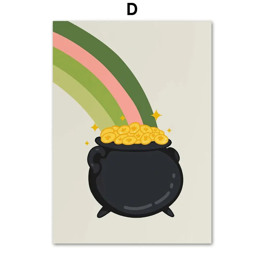 St. Patrick's Day Green Rainbow Wall Art Canvas Print