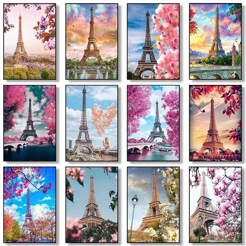 Eiffel Tower Paris Canvas Art - French Poster Prints Decor