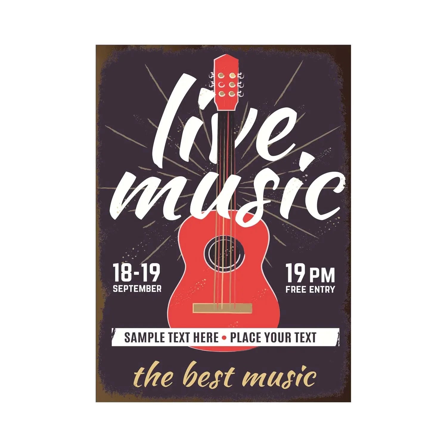 Rock Music Metal Signs - Retro Guitar Wall Art Decor