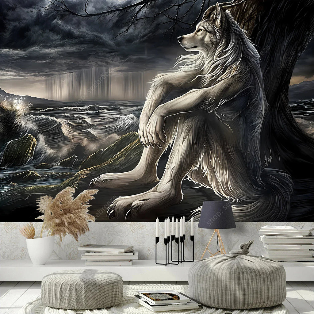 White Wolf Meme Tapestry - Werewolf Wall Decor