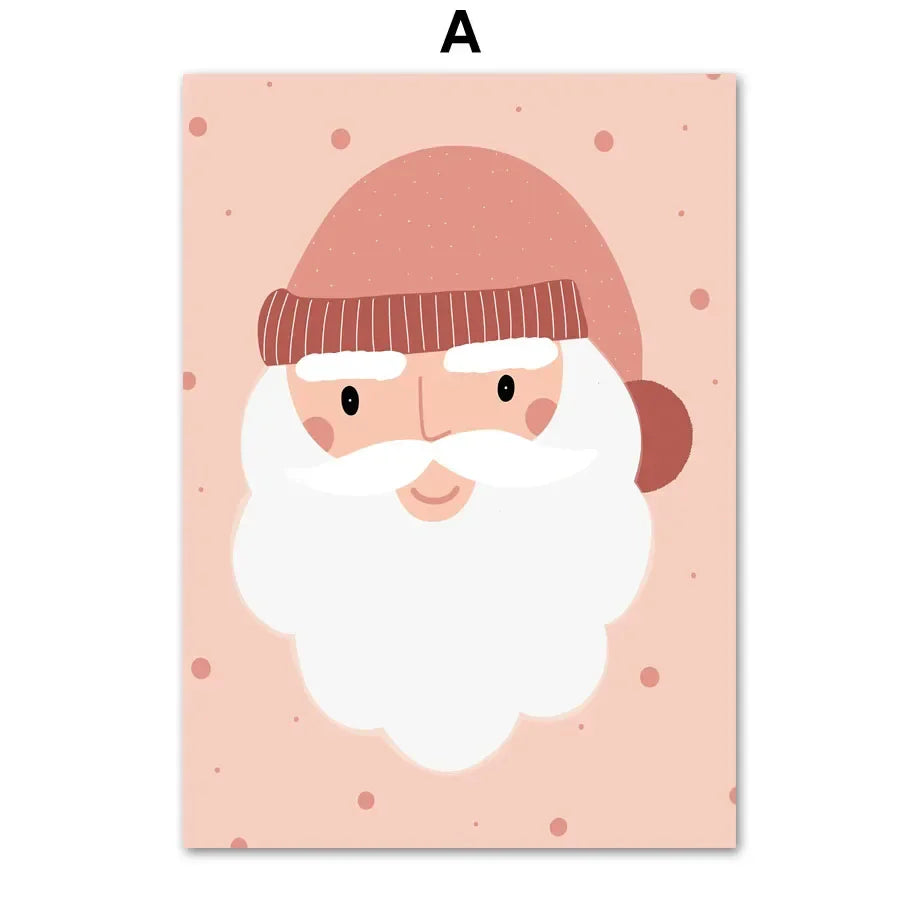 Christmas Tree Santa Snowman Canvas Art Print Decor