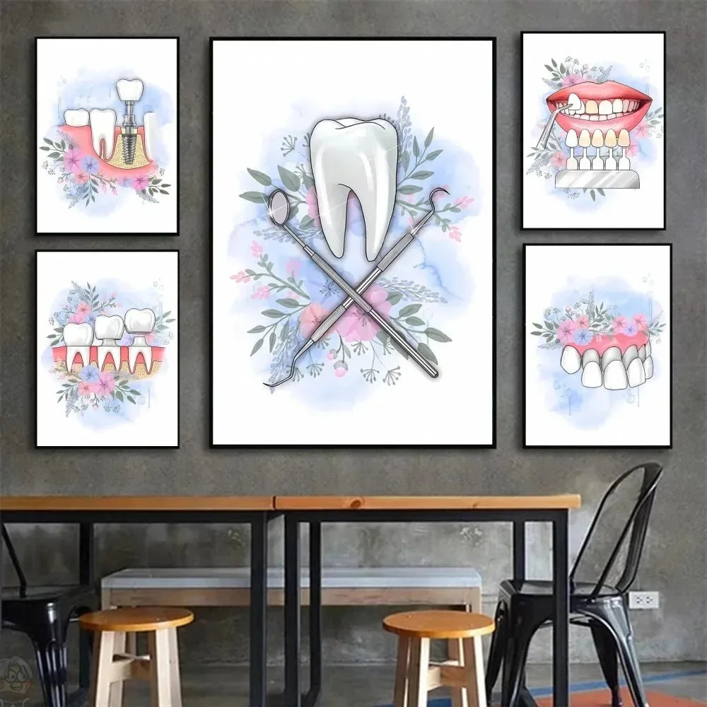Tooth Anatomy Watercolor Art - Dentist Gift Canvas Poster