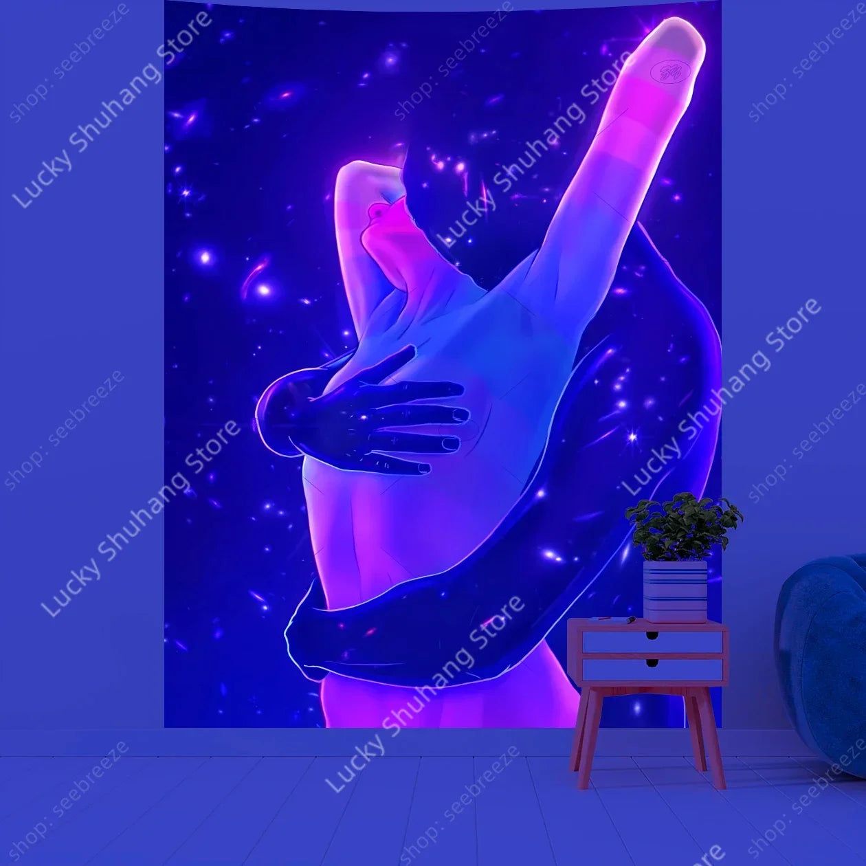 UV Reactive Hippie Tapestry Metal Wall Art Decor