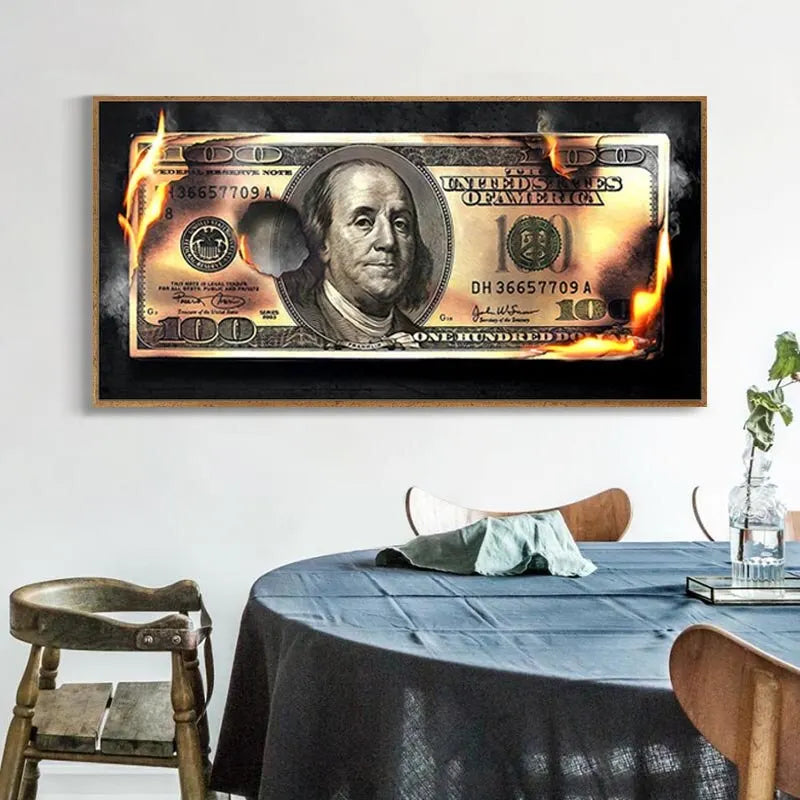 Gold Dollar Canvas: Black Figure Money Wall Art Poster