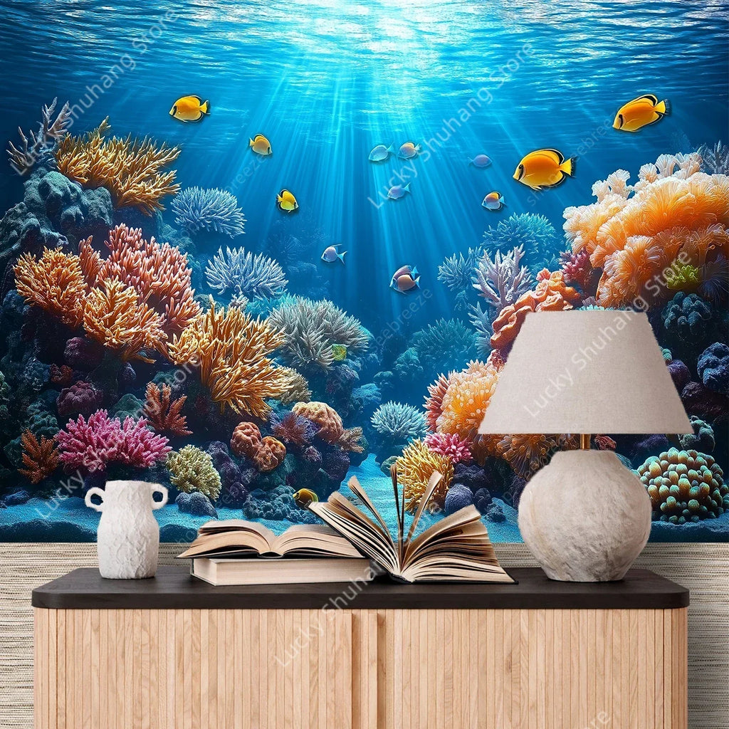 Ocean Life Tapestry: Vibrant Sea Creature Wall Art Decor