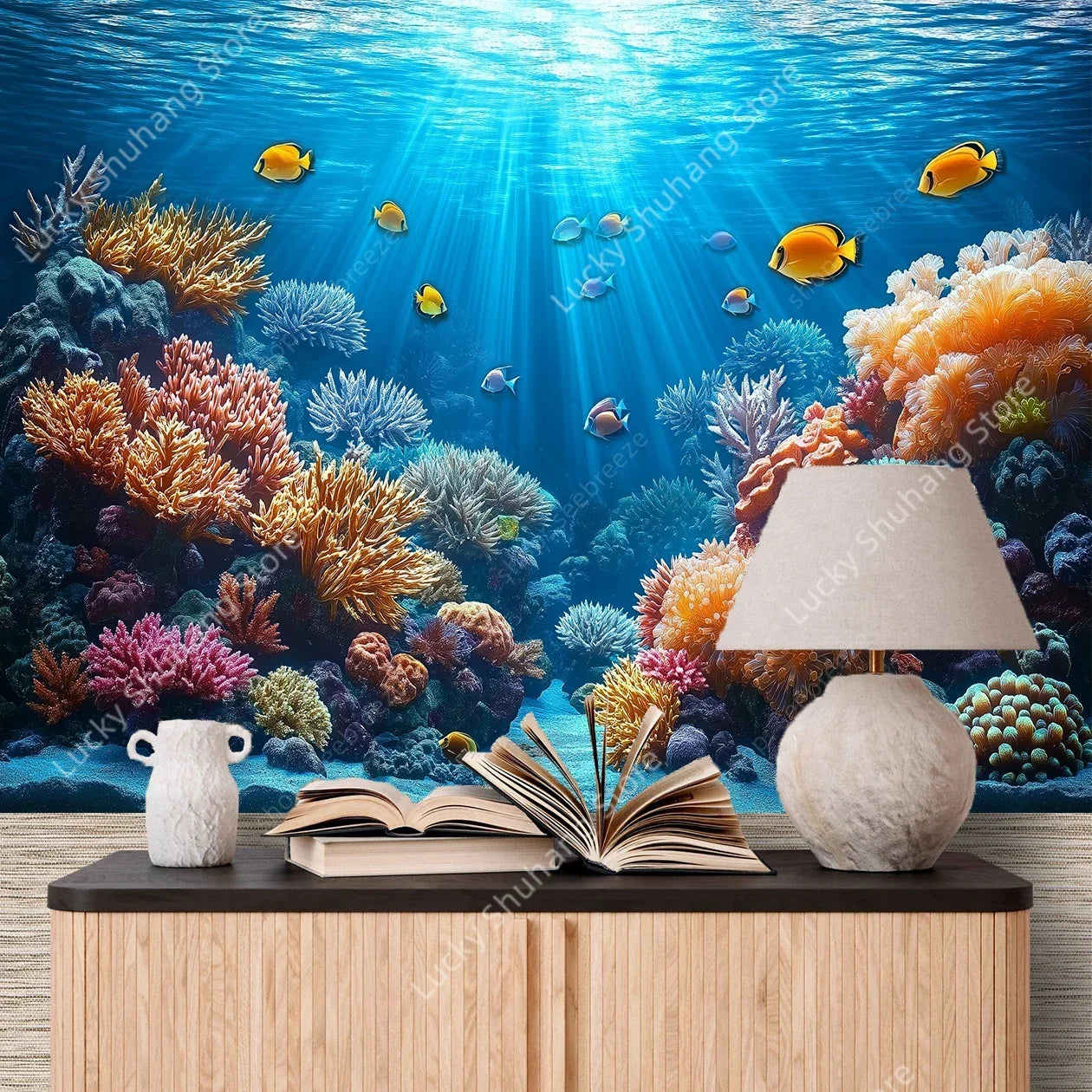 Ocean Life Tapestry: Vibrant Sea Creature Wall Art Decor
