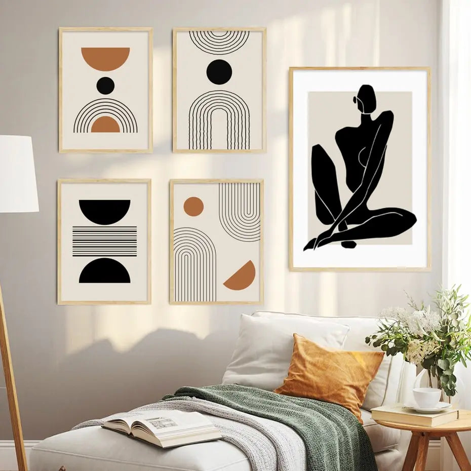 Boho Matisse Abstract Line Art Canvas Wall Print