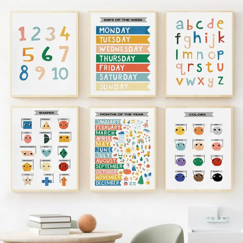 Space Theme Kids Room Wall Art Canvas Poster Print