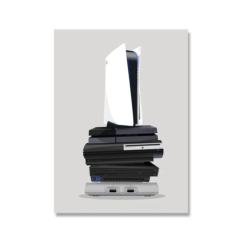 Retro Gamepad Canvas Wall Art for Boys Room Decor