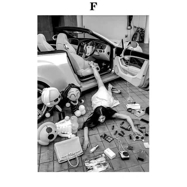 Champagne Bathing Beauty Canvas Wall Art Decor