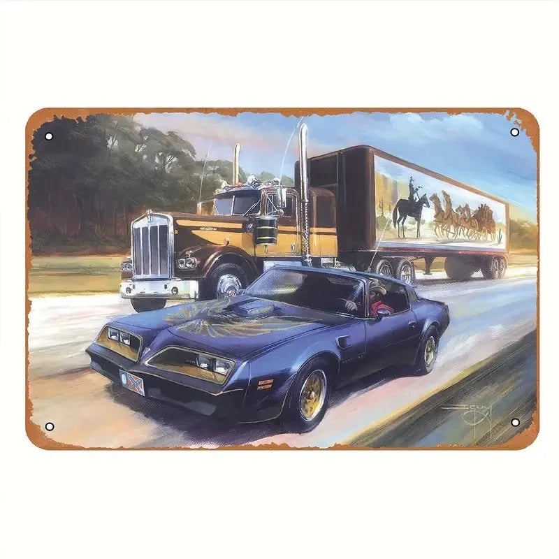 Vintage Racing Car Metal Sign 8x12" Garage Decor