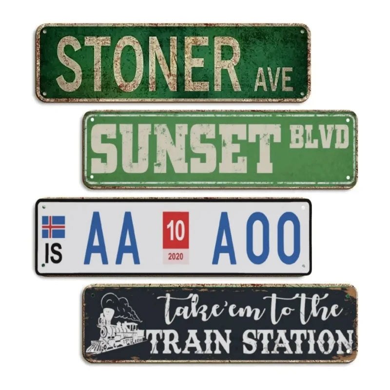 Retro 420 Stoner Exit Metal Sign Wall Decor