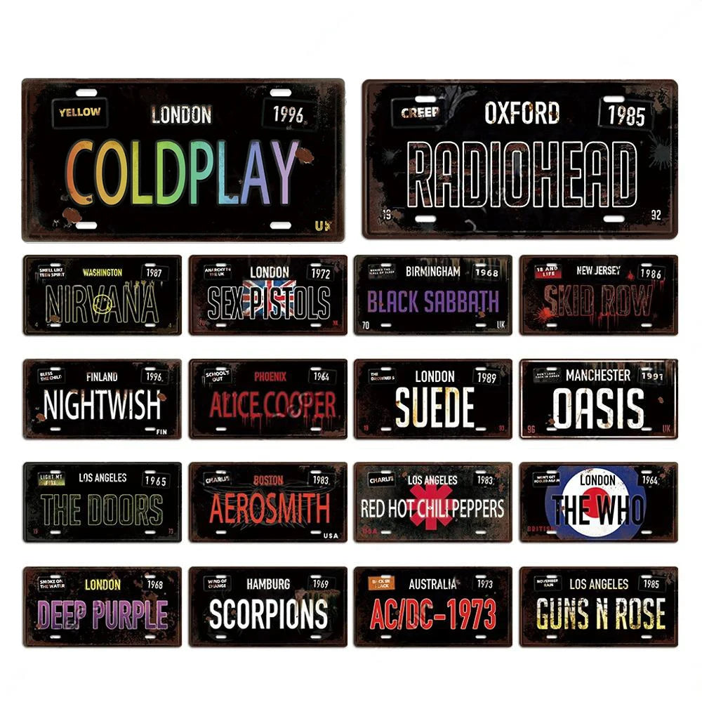 Vintage Band Metal Sign Decor for Bar Room