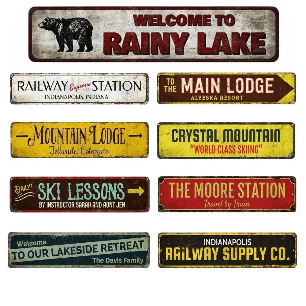 Lake Paradise Morse Tin Sign: Home Bar Wall Decor