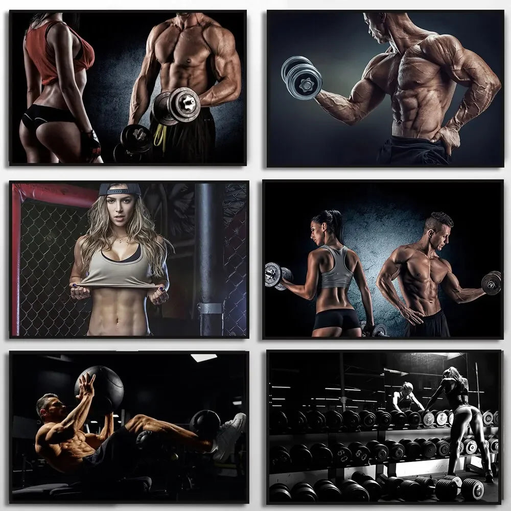 Bodybuilding Girl Canvas Art Gym Decor Poster