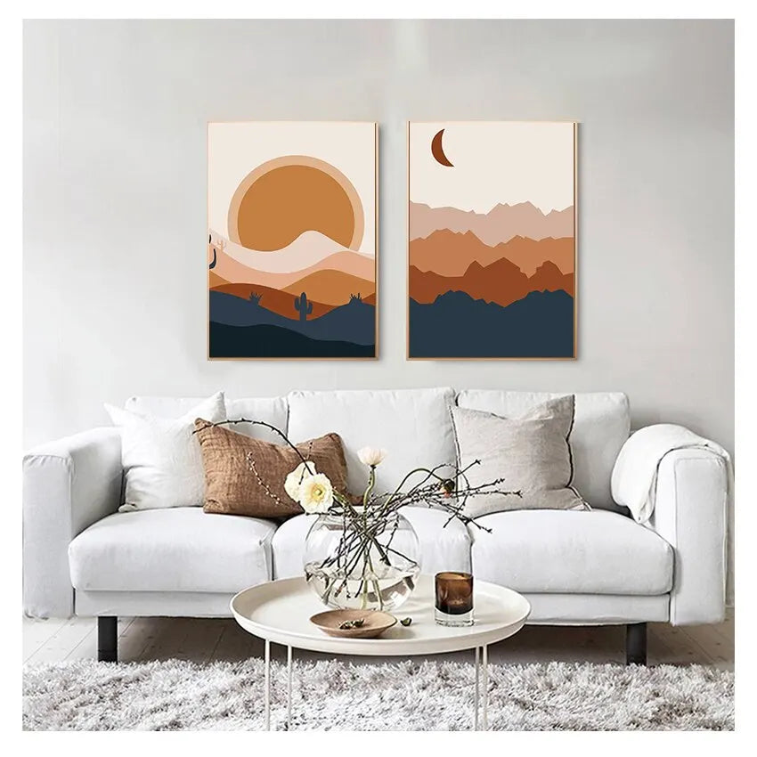 Boho Moon Sun Forest Canvas Art Prints