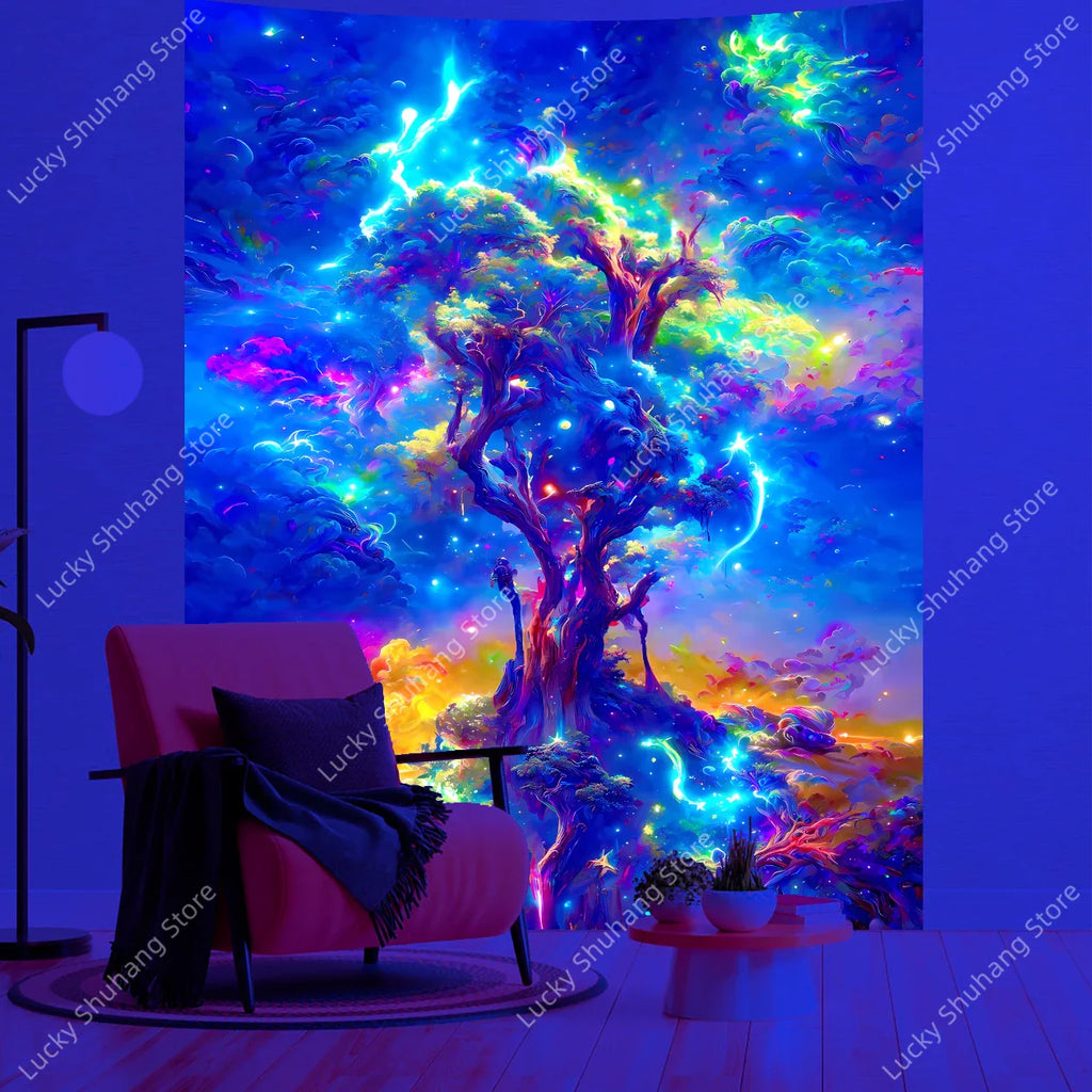 Tree of Life Starry Night UV Tapestry Wall Decor
