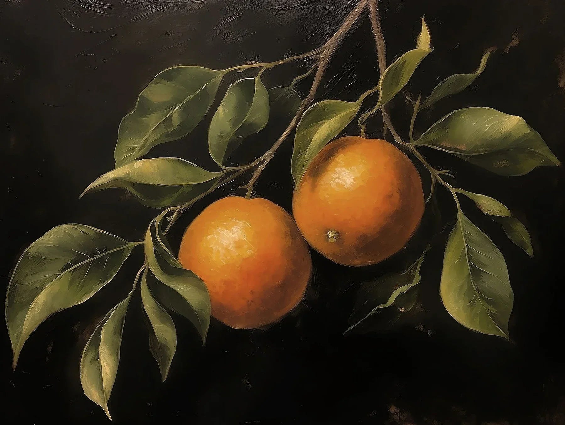Fruit Still Life Canvas Art: Peaches, Lemon, Orange Decor