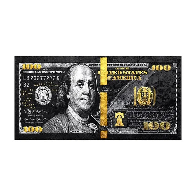 Gold Dollar Canvas: Black Figure Money Wall Art Poster