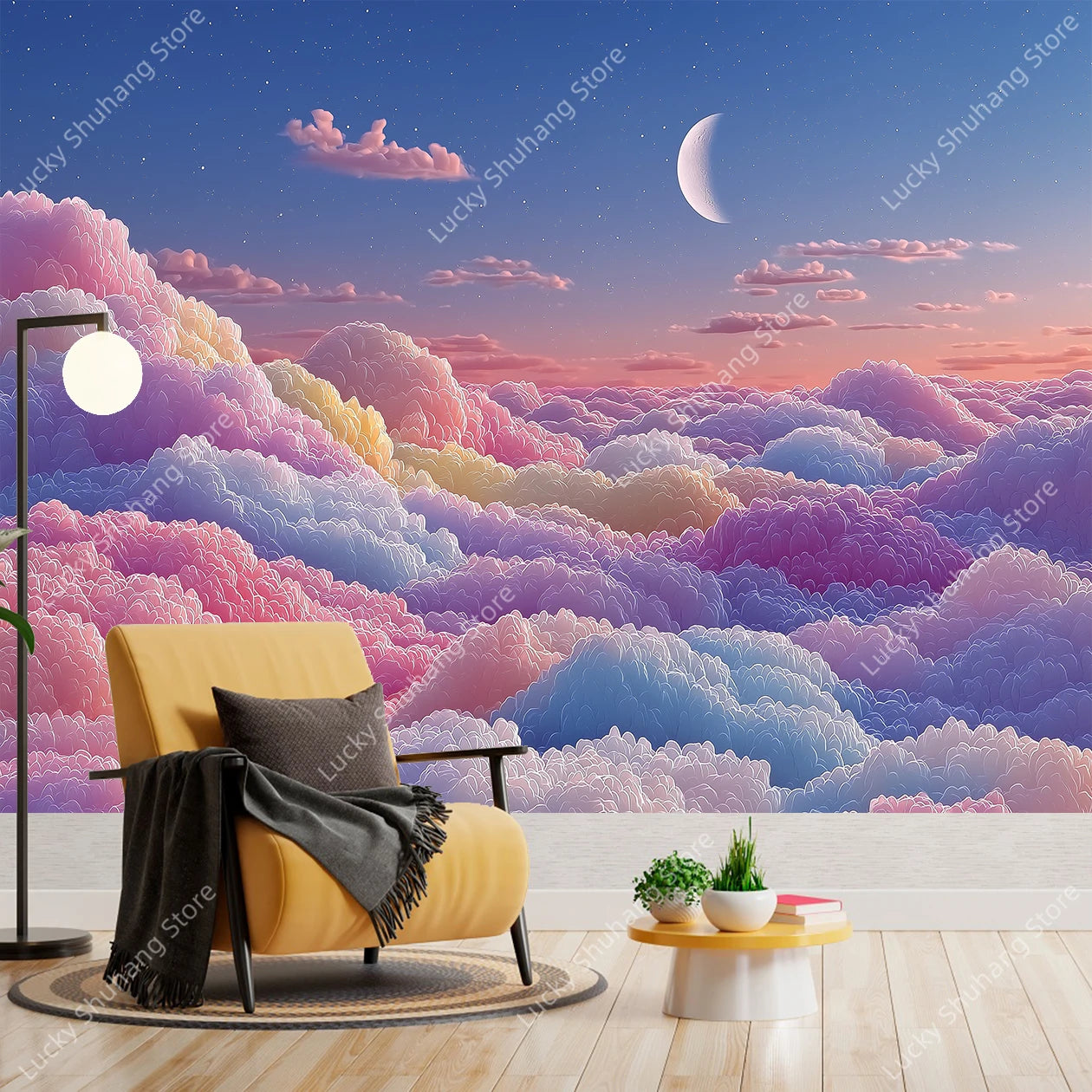 Boho Ombre Night Sky Tapestry: Pink Purple Blue Decor