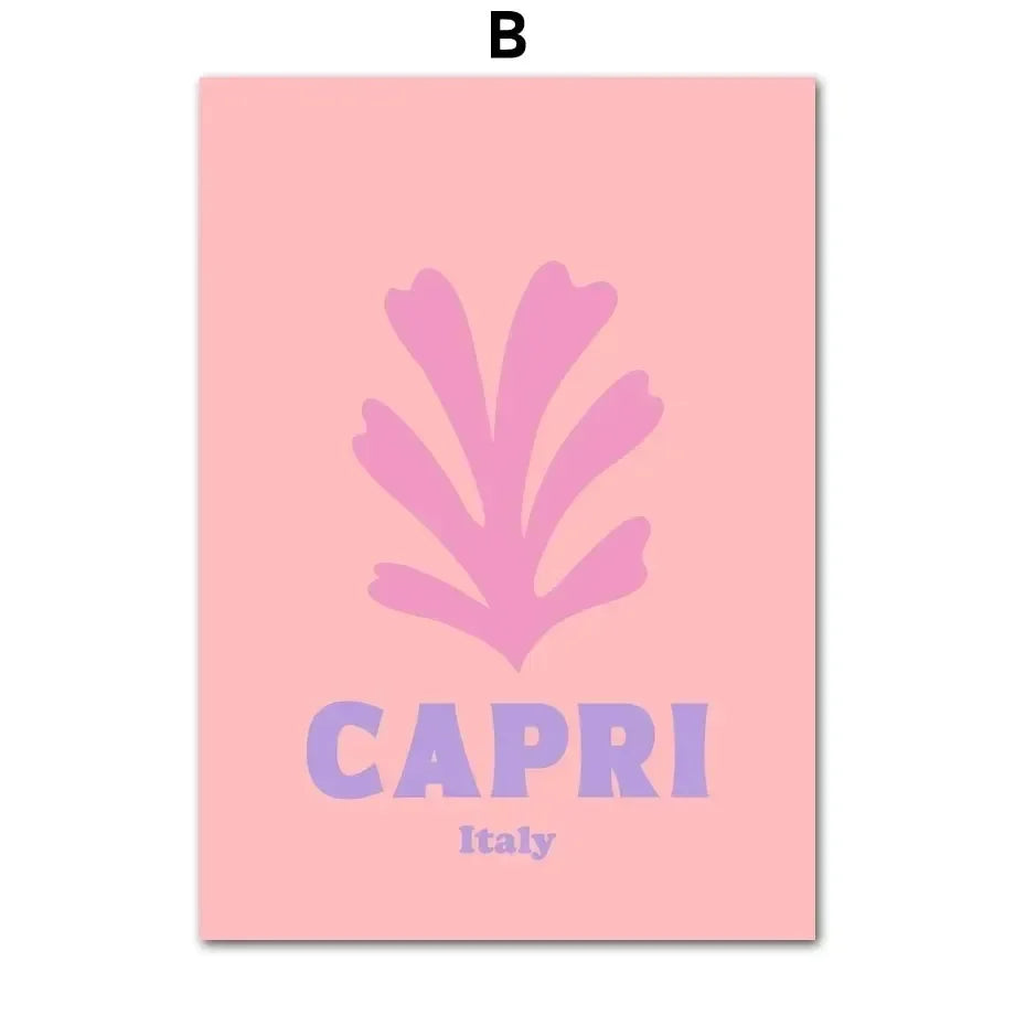 Groovy Leaf Matisse Pink Canvas Art Poster Decor