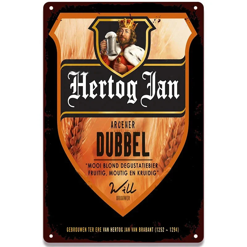 Vintage Beer Tin Sign: Retro Pub Wall Decor