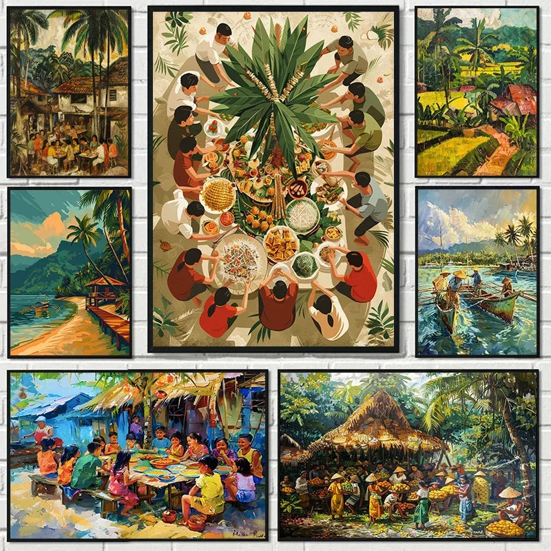 Filipino Cuisine Kamayan Canvas Art Print Decor